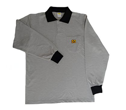Antistatic ESD Long Sleeve Polo T-Shirt Grey