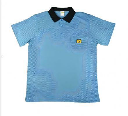 Antistatic ESD Short Sleeve Polo T-shirt Blue