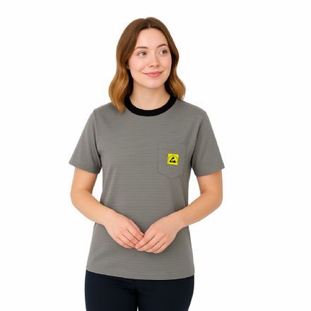 Antistatic ESD Crew Neck T-Shirt - Grey