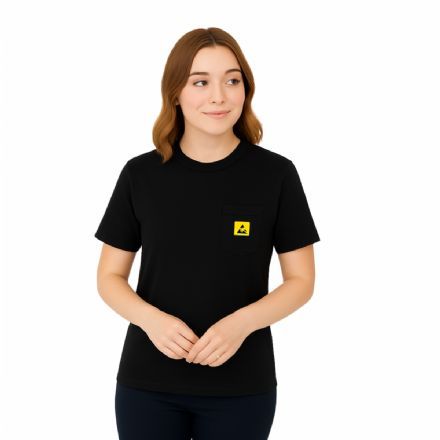 Antistatic ESD Crew Neck T-Shirt - Black